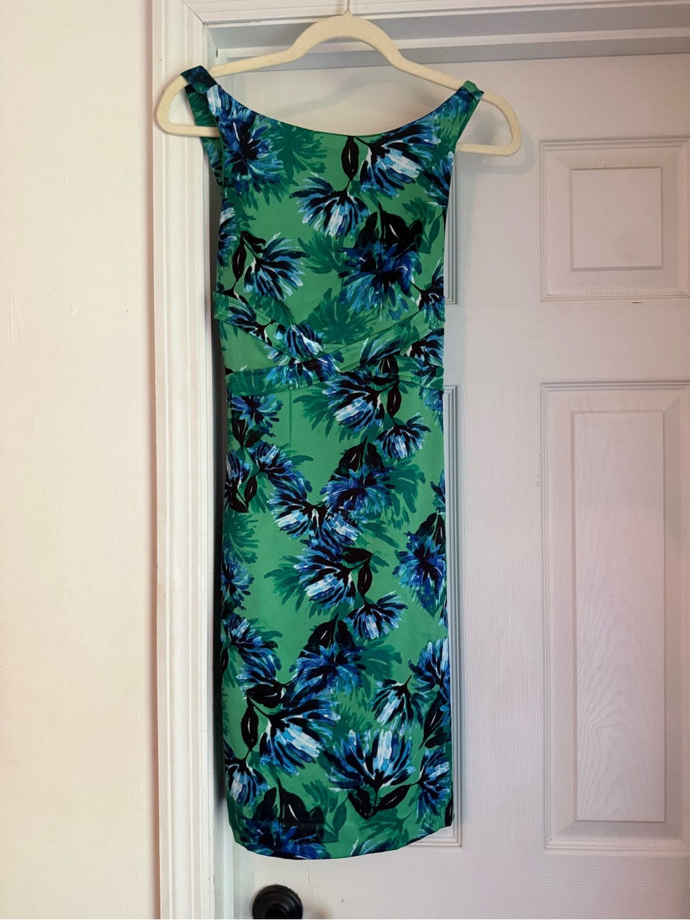 Banana Republic Green Midi Dress with Blue Floral Print
